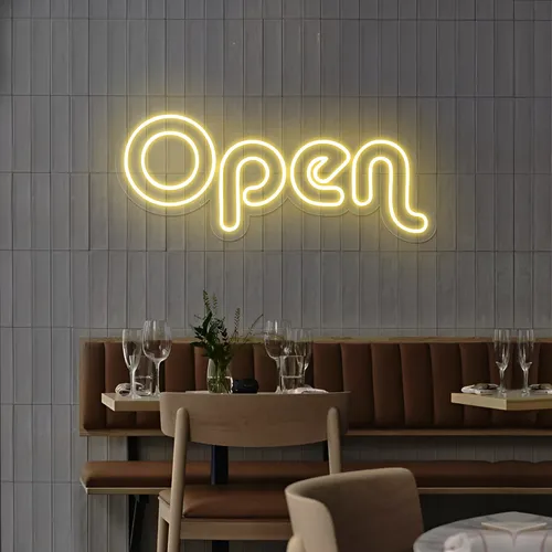 Bright Open Neon Sign - Custom Aprons Now