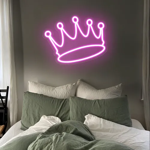Majestic Pink Crown Neon Sign - Custom Aprons Now