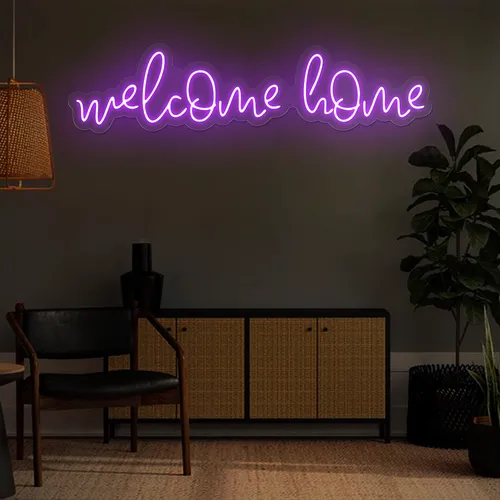 Welcome Home Neon Sign - Custom Aprons Now