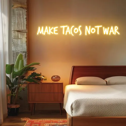 Zesty "Make Tacos Not War" Neon Sign - Custom Aprons Now