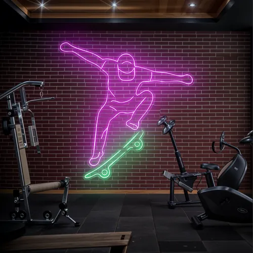 Skater Glow Neon Sign - Custom Aprons Now