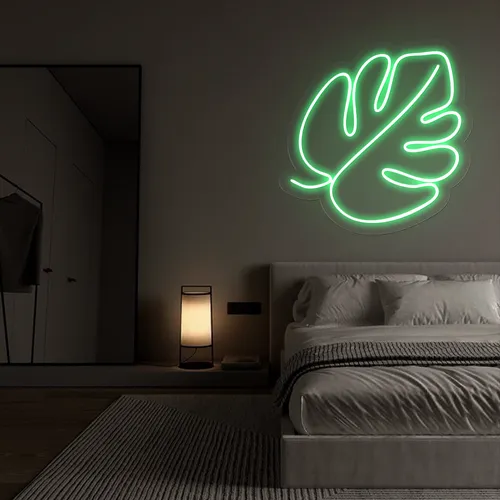 Tropical Monstera Leaf Neon Sign - Custom Aprons Now