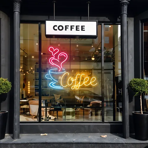 Coffee Love Window Neon Sign - Custom Aprons Now