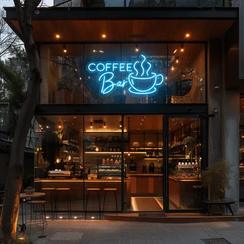 Coffee Bar Window Neon Sign - Custom Aprons Now