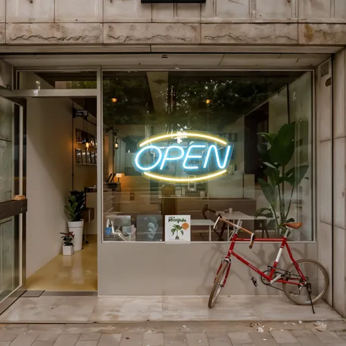 Open Window Neon Sign - Custom Aprons Now