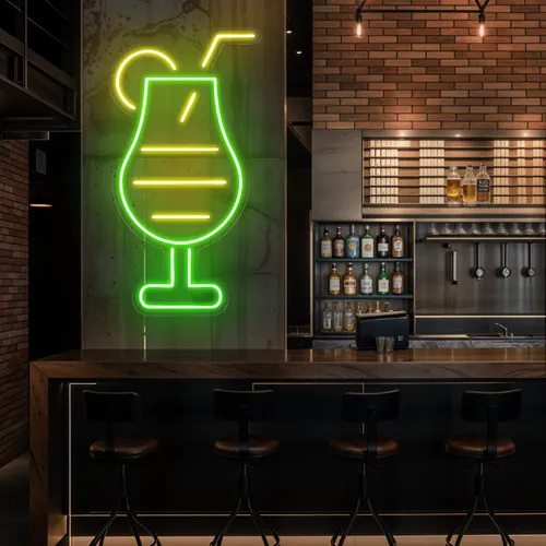 Sparkling Toast Glass Neon Sign - Custom Aprons Now