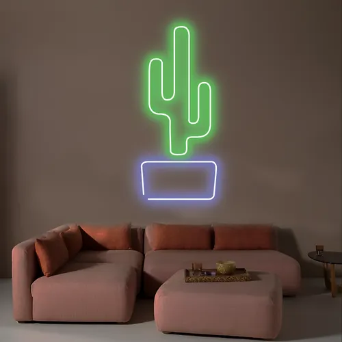Cactus Vertical Neon Sign - Custom Aprons Now