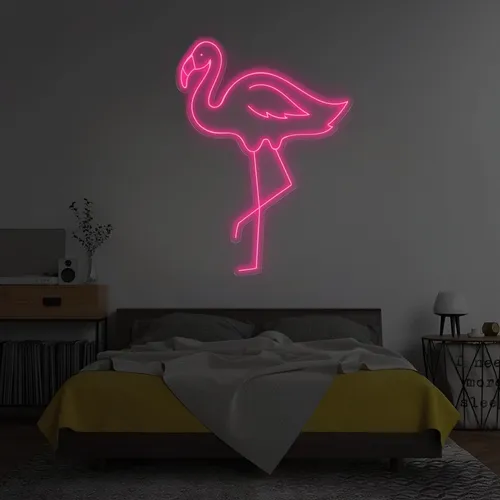 Single Flamingo Vertical Neon Sign - Custom Aprons Now