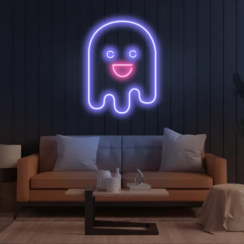 Ghost Cartoon Vertical Neon Sign - Custom Aprons Now