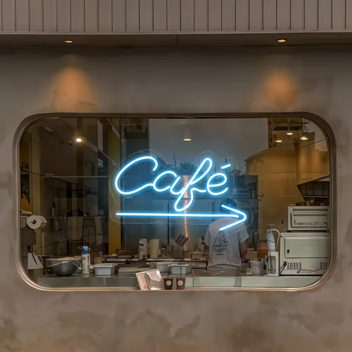 Cafe Window Neon Sign - Custom Aprons Now