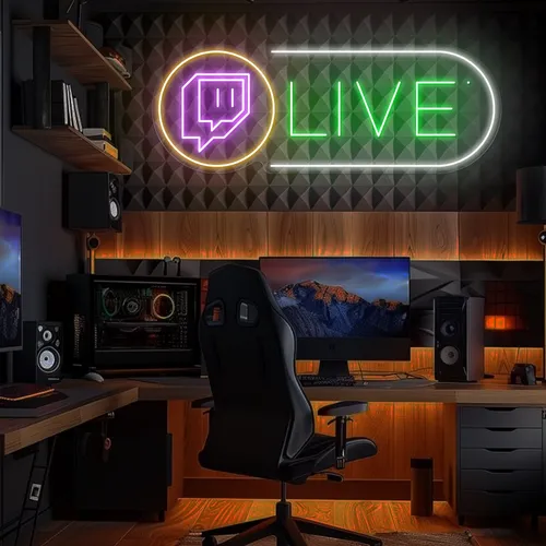 Twitch Live Streaming Neon Sign - Custom Aprons Now