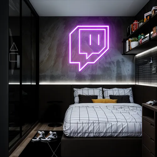 Twitch Icon Glow Neon Sign - Custom Aprons Now