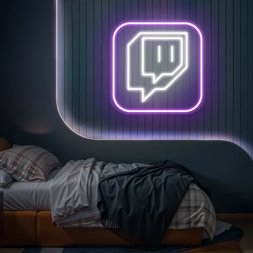 Twitch Logo Bedroom Neon Sign - Custom Aprons Now