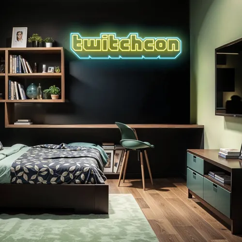 TwitchCon Bedroom Aesthetic Neon Sign - Custom Aprons Now