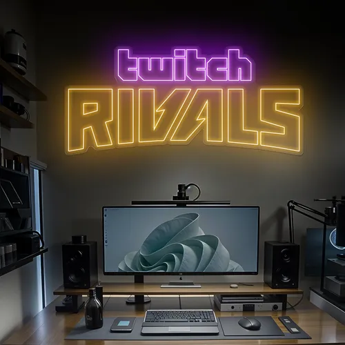 Twitch Rivals Gaming Setup Neon Sign - Custom Aprons Now