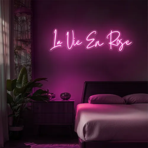La Vie En Rose Neon Sign - Custom Aprons Now