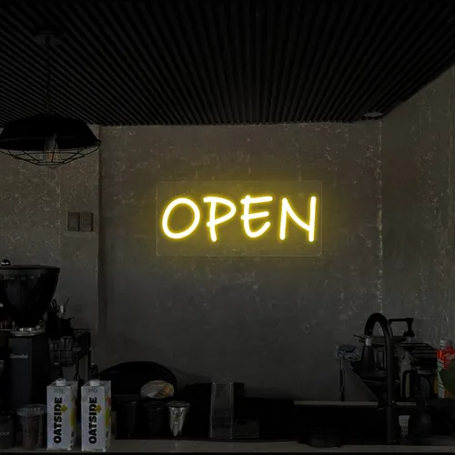 Open Neon Sign (small handwritten style) - Custom Aprons Now