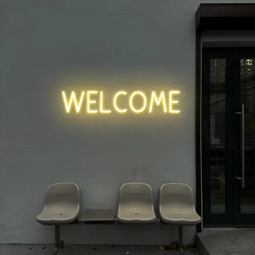 Welcome Block Neon Sign - Custom Aprons Now