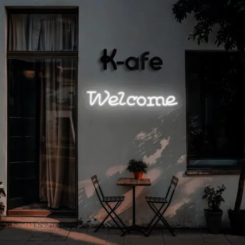 Welcome Script Neon Sign - Custom Aprons Now
