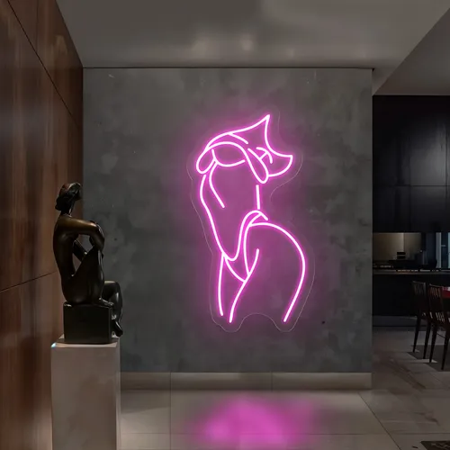 Body Outline Side Pose Neon Sign - Custom Aprons Now