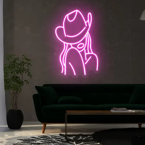 Mini Cowgirl Neon Sign - Custom Aprons Now