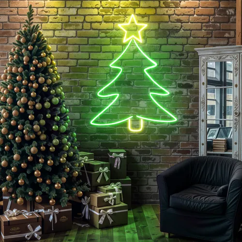 Mini Christmas Tree Neon Sign - Custom Aprons Now