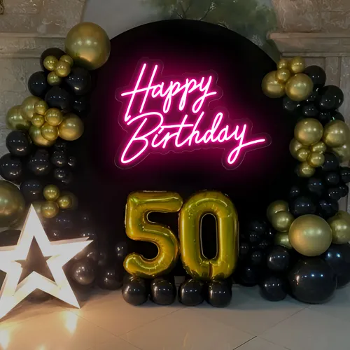 Happy Birthday Neon Sign - Custom Aprons Now