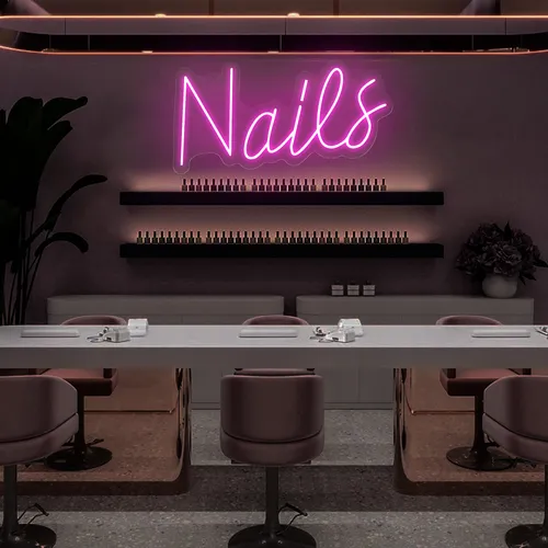 Nails Script Neon Sign - Custom Aprons Now
