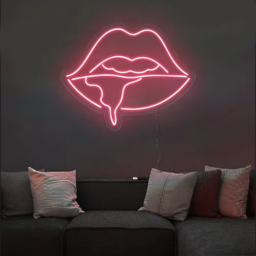 Dripping Lips Neon Sign - Custom Aprons Now