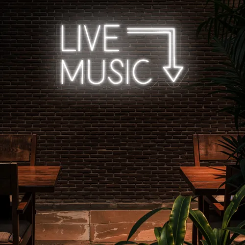 Live Music Neon Sign - Custom Aprons Now