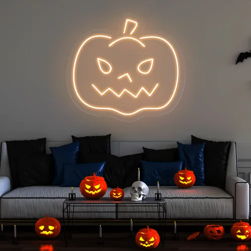 Pumpkin Neon Sign - Custom Aprons Now