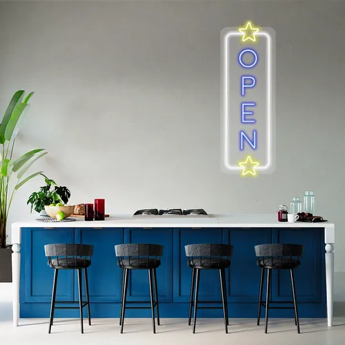 Custom Vertical Neon Open Signs - Table Covers Now