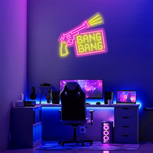 Custom Gun Neon Signs - Table Covers Now