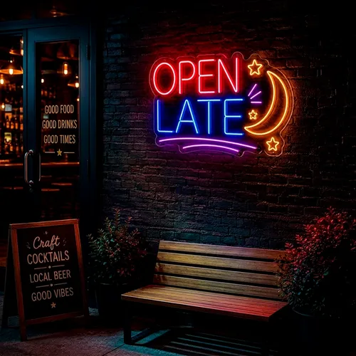 Custom Open Late Neon Signs - Table Covers Now