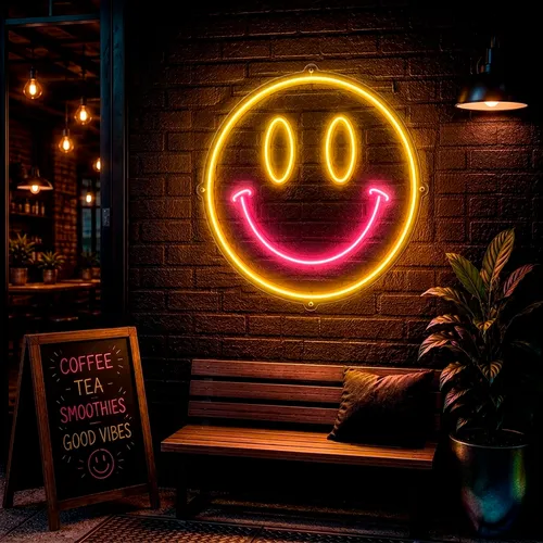 Custom Smiley Face Neon Signs - Table Covers Now