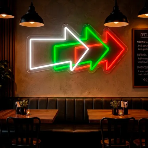 Custom Neon Arrow Signs - Table Covers Now