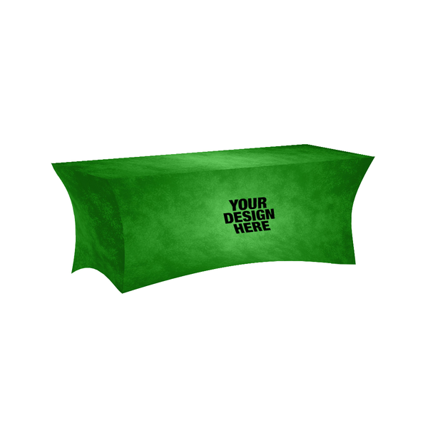 Green Leaves Rectangle Stretch Spandex Tablecloth with Logo - Table Covers Now