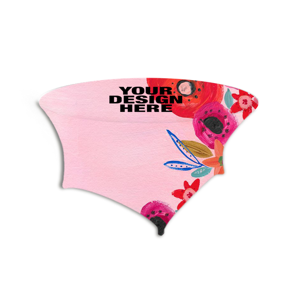 Pink Abstract Floral Round Stretch Spandex Tablecloth with Logo - Table Covers Now