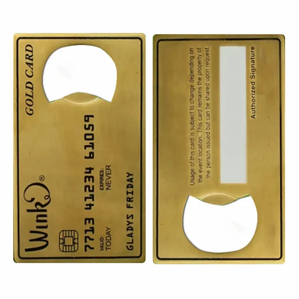Gold Card Shaped Bottle Opener - Table Covers Now