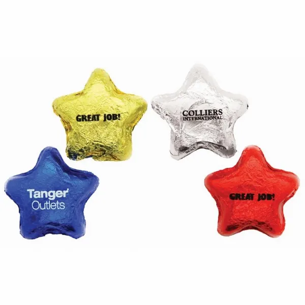 Imprinted Chocolate Foiled Stars - Custom Aprons Now