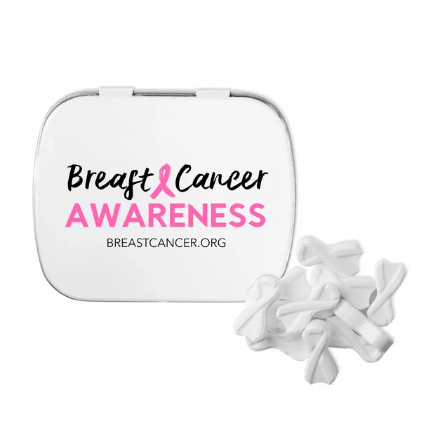 Domed Tin with Ribbon Shaped Mints - Custom Aprons Now