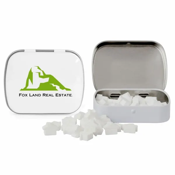 Domed Tin with House Shaped Mints - Table Covers Now
