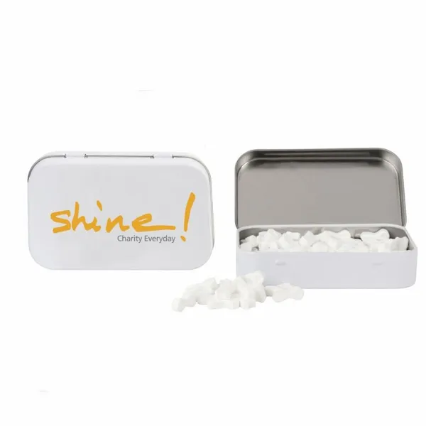 Rectangular Tin with Ribbon Shaped Mints - Custom Aprons Now