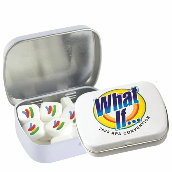 Domed Tin - Imprinted Square Mints - Custom Aprons Now