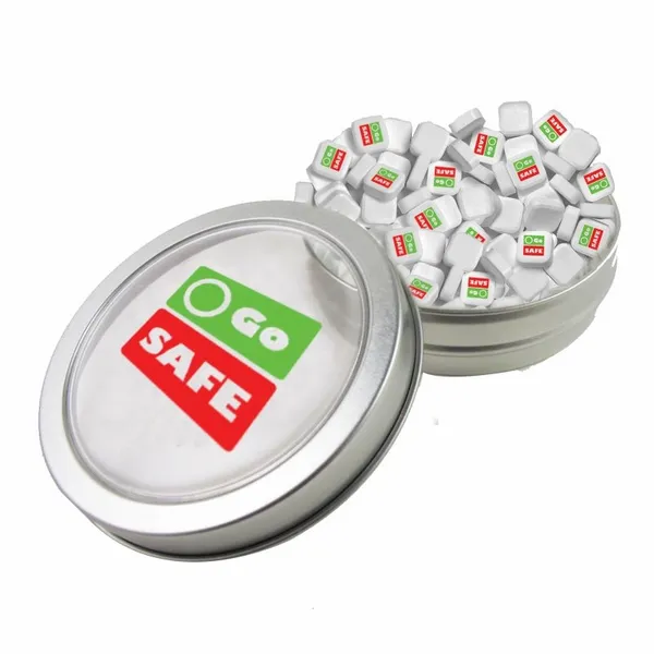 Small Top View Tin - Imprinted Square Mints - Custom Aprons Now
