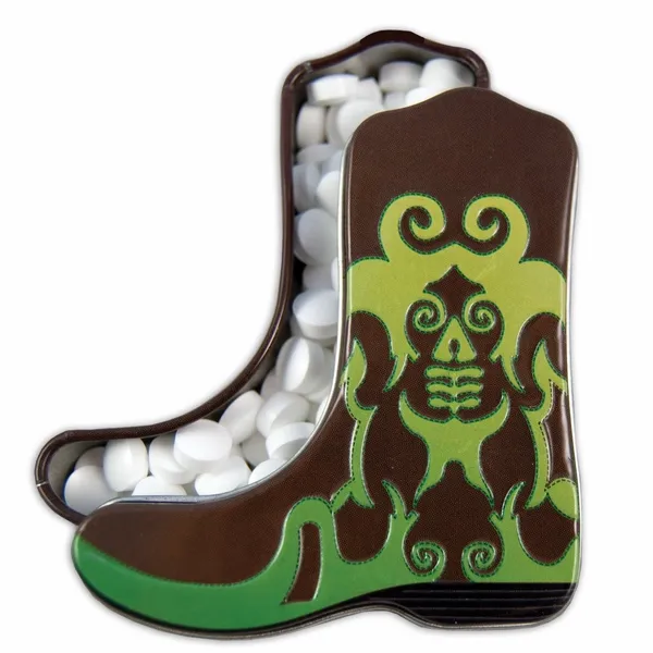 Green Cowboy Boot-Shaped Mint Tin - Custom Aprons Now