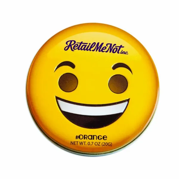 Smiley Face Emojy Tin with Orange Mints - Custom Aprons Now