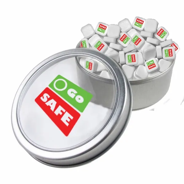 Large Top View Tin - Imprinted Square Mints - Custom Aprons Now