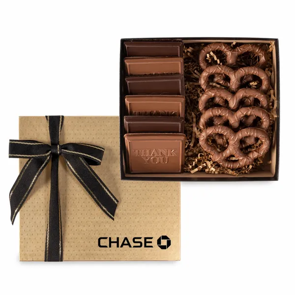 6 Piece Cookie Gift Box with Chocolate Pretzels - Custom Aprons Now