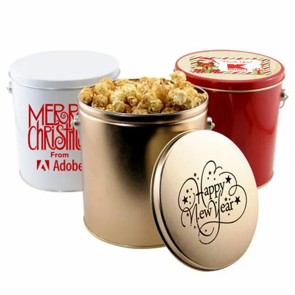 1 Gallon Gift Tin with Caramel Popcorn - Table Covers Now